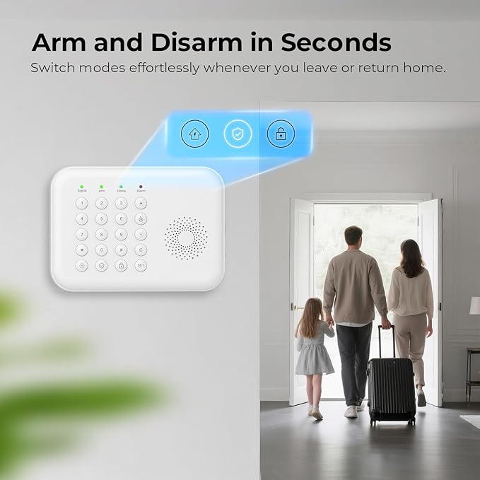 Hapippofa Alarm System for Home Security, WiFi/4G Home Alarm System (8-Piece)