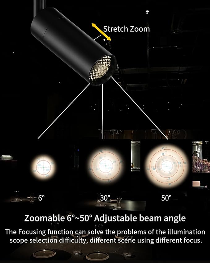 Gpaillumic Zoomable LED Ceiling Spotlight Fixture, Flush Mount Adjustable