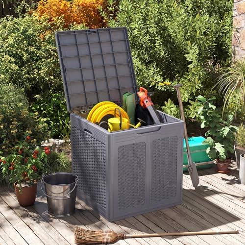 Tangkula 39 Gallon Outdoor Storage Box with Lockable Lid