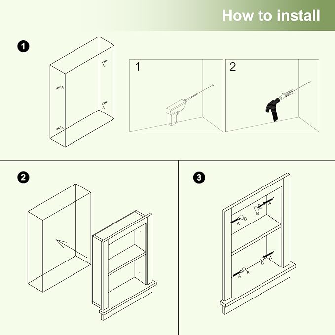 Recessed Medicine Cabinet, Fully Assembled Recessed Wall Niche, Waterproof in