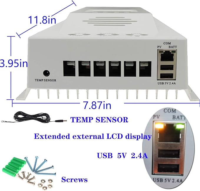 OOYCYOO MPPT Charge Controller 100 amp 12V/24V Auto, 100A Solar Panel Charge