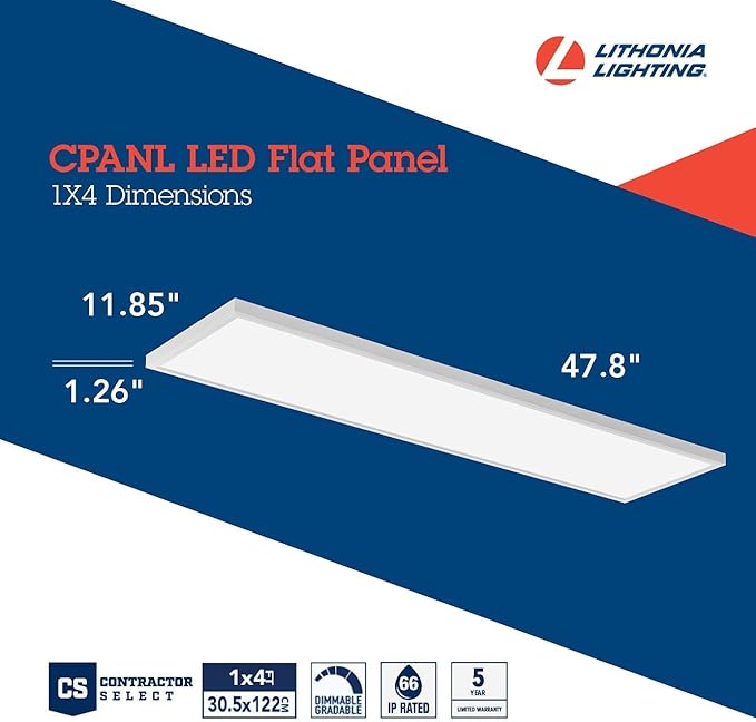 Lithonia Lighting CPANL 1x4 LED Flat Panel Light, 1 Ft. x 4 Ft. LED Light Panel
