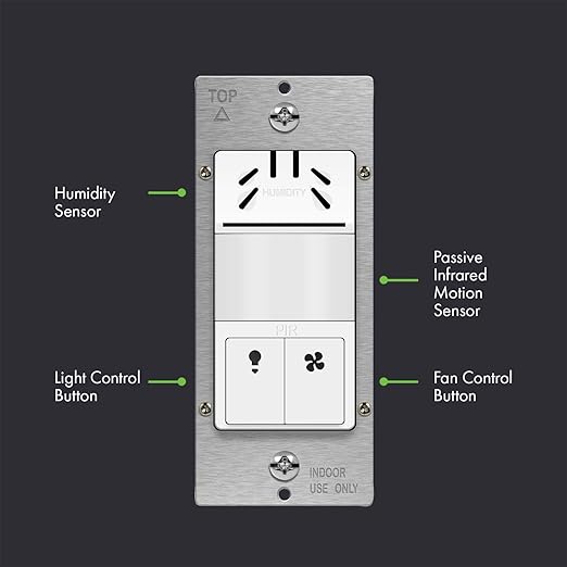 TOPGREENER Dual Tech Humidity Sensor Switch, Infrared PIR Motion & Air Moisture