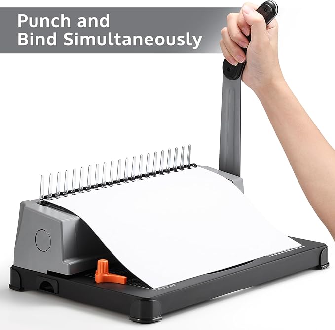 OFFNOVA Binding Machine, 21-Hole 450 Sheets Paper Comb Punch Binder Machine