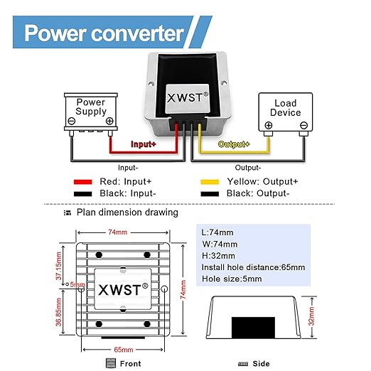 9V-36V to 12V Stabilizer Boost Buck Converter 10A 120W Waterproof Auto Step Up