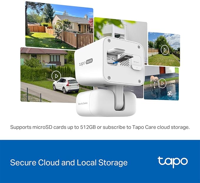 Tapo 2K Dual Lens Pan/Tilt Security Battery Camera Wireless w/Solar Panel