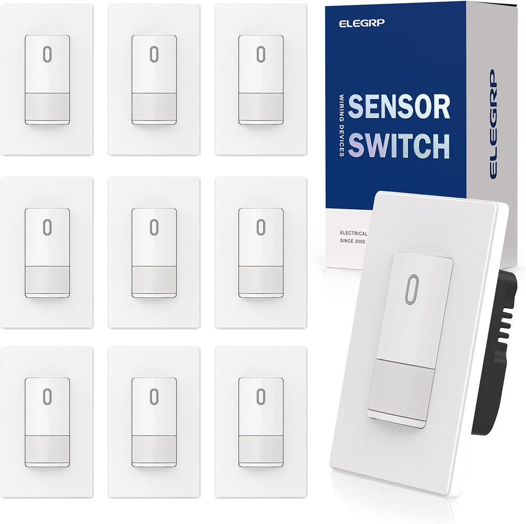 ELEGRP Occupancy Motion Sensor Light Switch, PIR Infrared Motion Activated Wall (10 Pack)