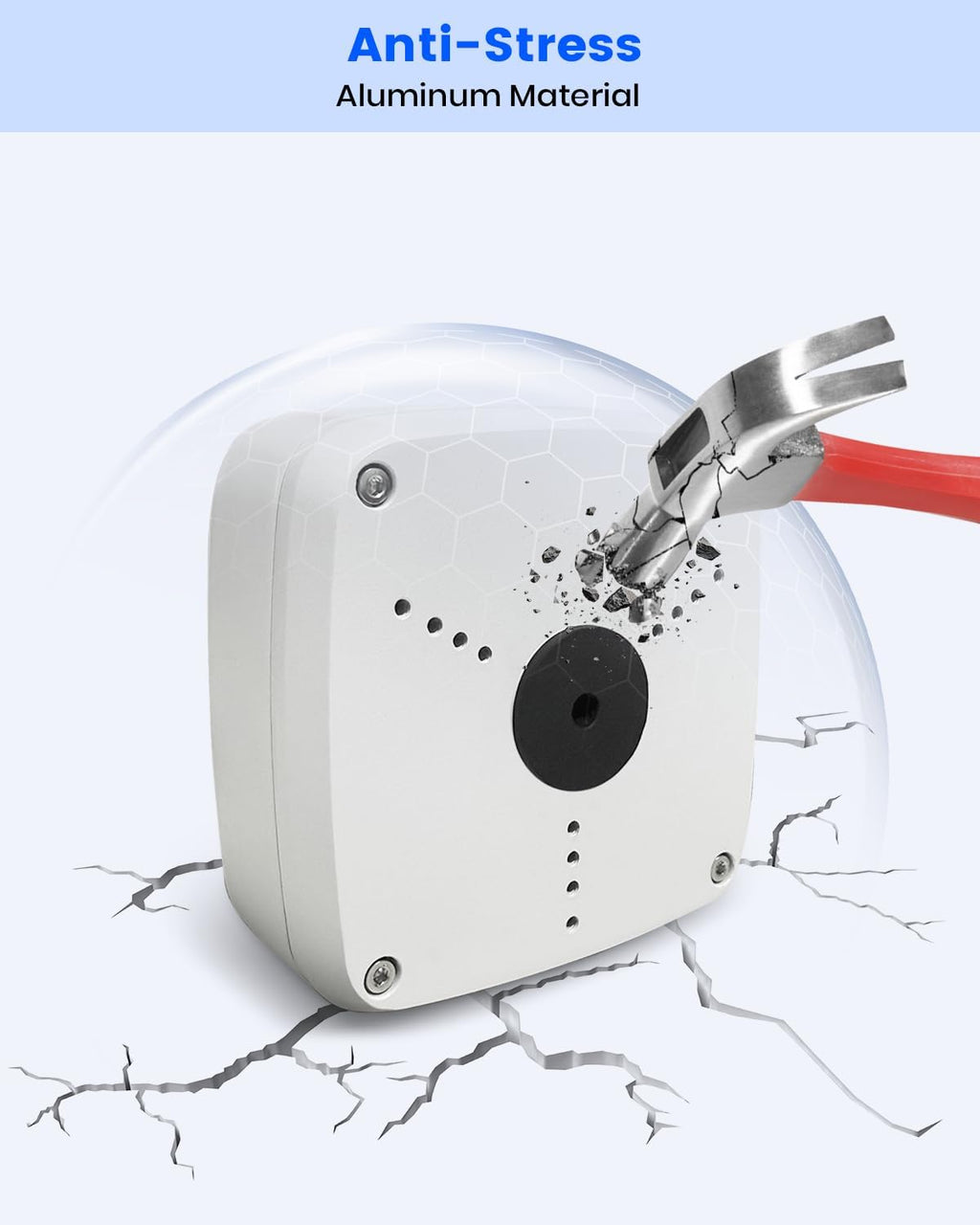 ku-pfa122 security camera junction box compatible with dah, front angle view