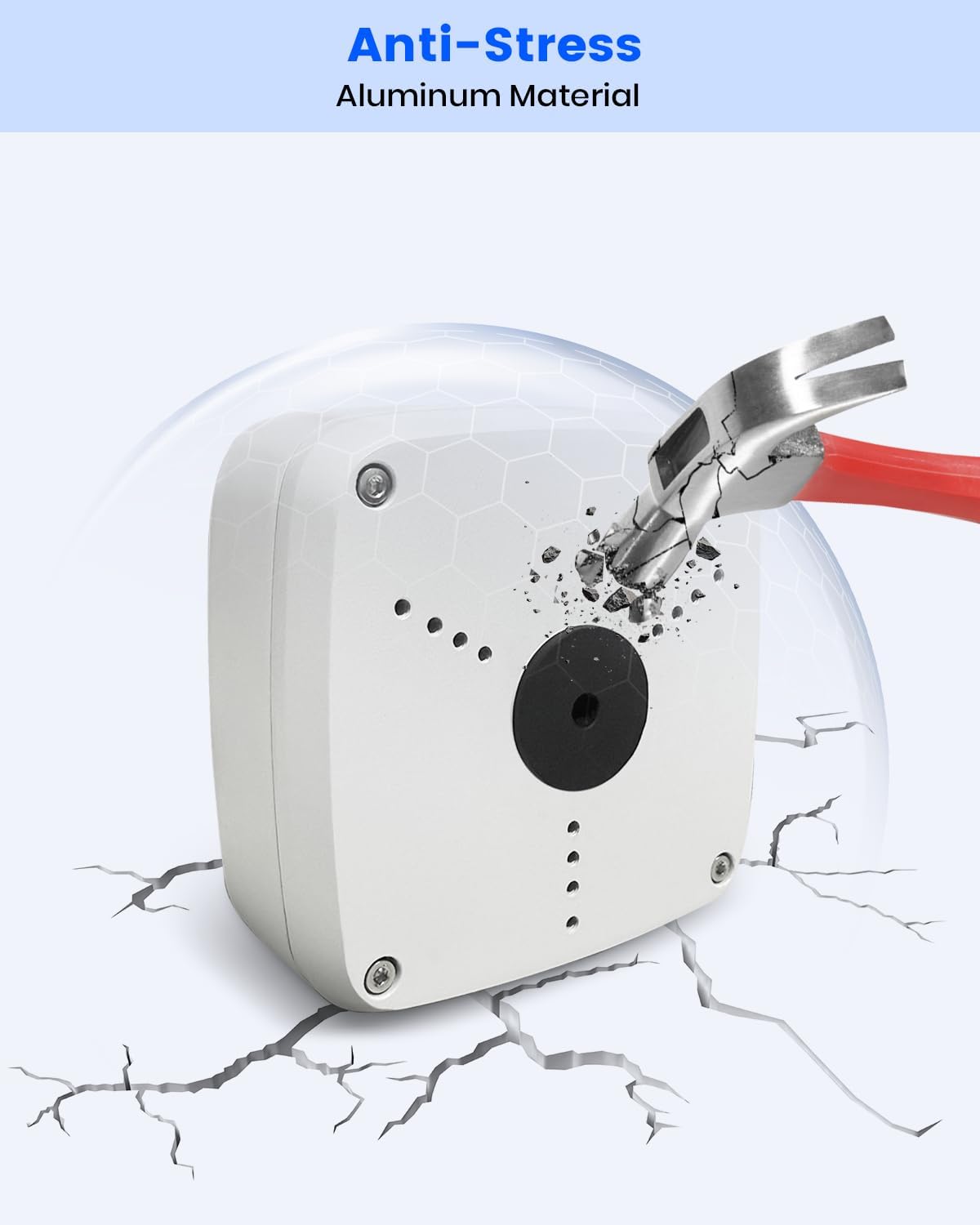 ku-pfa122 security camera junction box compatible with dah, front angle view
