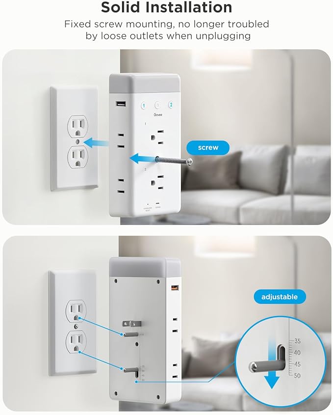 Govee Smart Plug Outlet Extender, 3-Sided Smart Power Strips