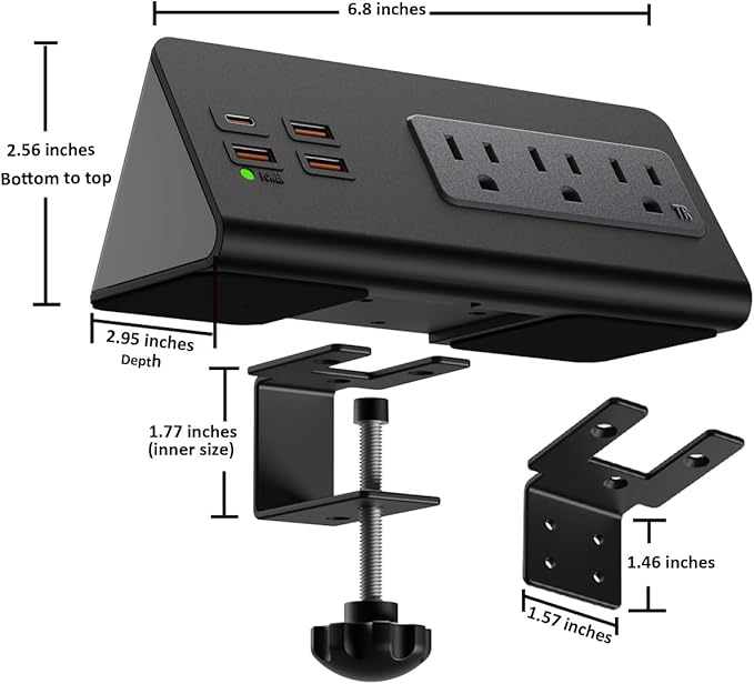 Upgraded Version Edge Mount Power Strip