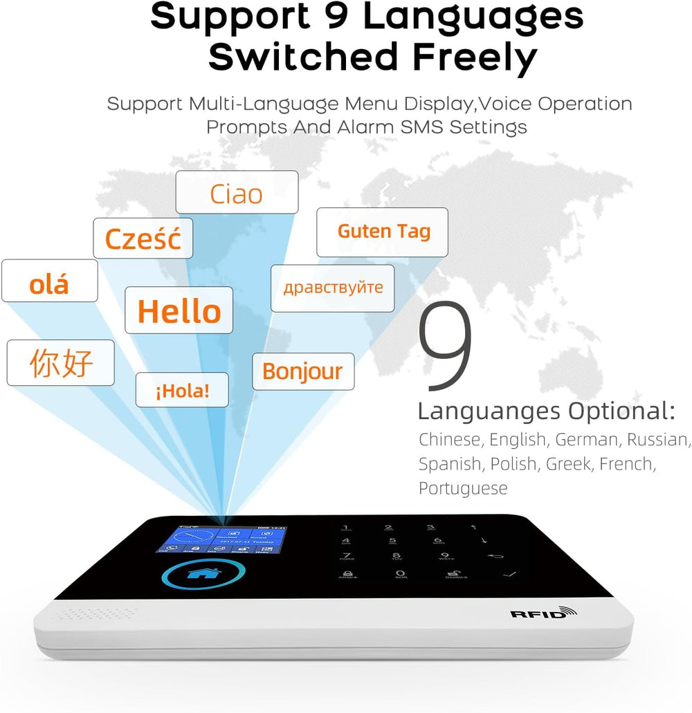 PGST Home Security Systems with LCD Touch Screen,Wireless Burglar Alarm Syste...
