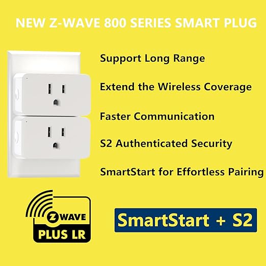 Minoston 800 Zwave Plug Smart Outlet Switch LR, Z-Wave hub Required, Bult in