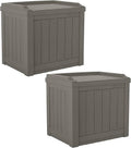 Suncast 2 Pack 22 Gallon Indoor or Outdoor Backyard Patio Small Storage Deck Box with Attractive Bench Seat and Reinforced Lid, Stone Gray