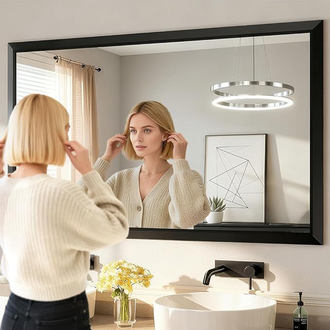 SMIROR Matte Black Bathroom Mirror