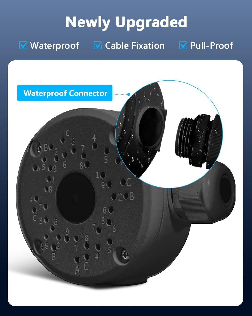 metal aluminum security camera junction box mount bracket, close-up detail