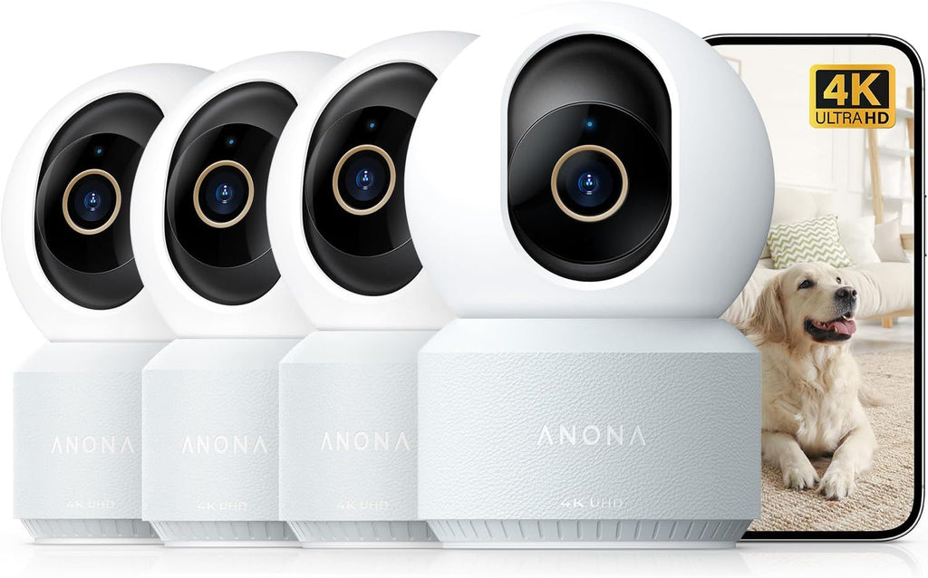Anona 4K UHD Indoor Camera, Pet/Dog/Baby Security Camera (4 Pack)