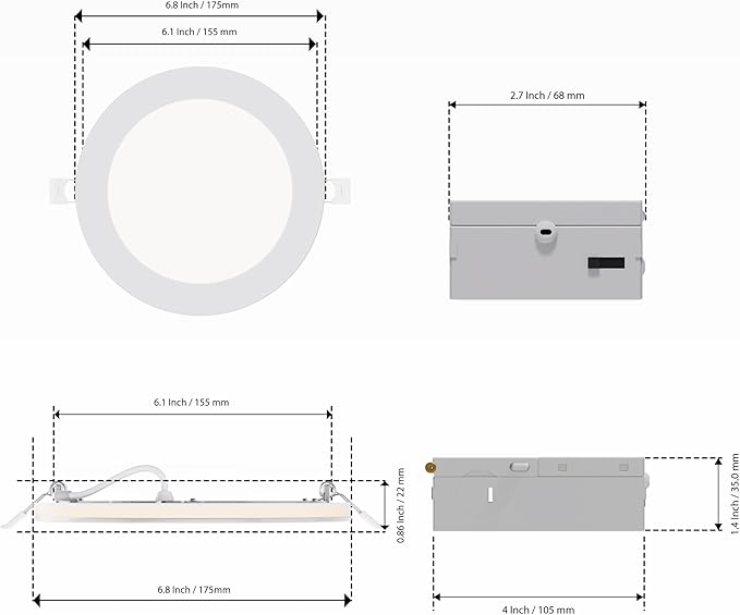 INFIBRITE 6 in Slim Recessed LED Downlight (6 Pack)