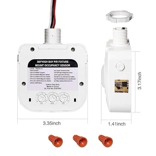 ECOELER High-Bay Occupancy Sensor Switch, 360° Passive Infrared PIR Ceiling (10 Pack)