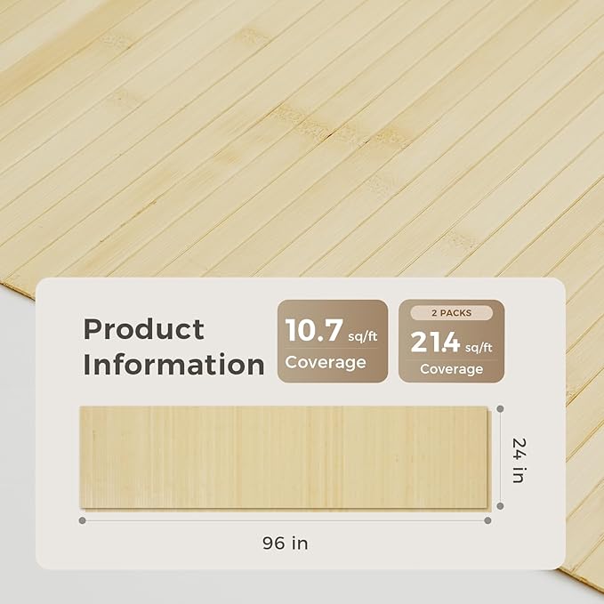 OUZUGIE 2 Pack 96x24 Inch Natural Bamboo Wall Panel – Raw Pole Wrap Paneling