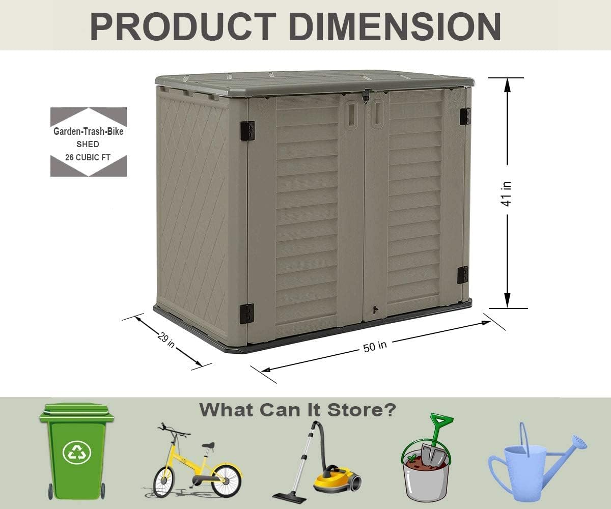 homspark storage shed weather resistance, multi-purpose outdoor storage, side view