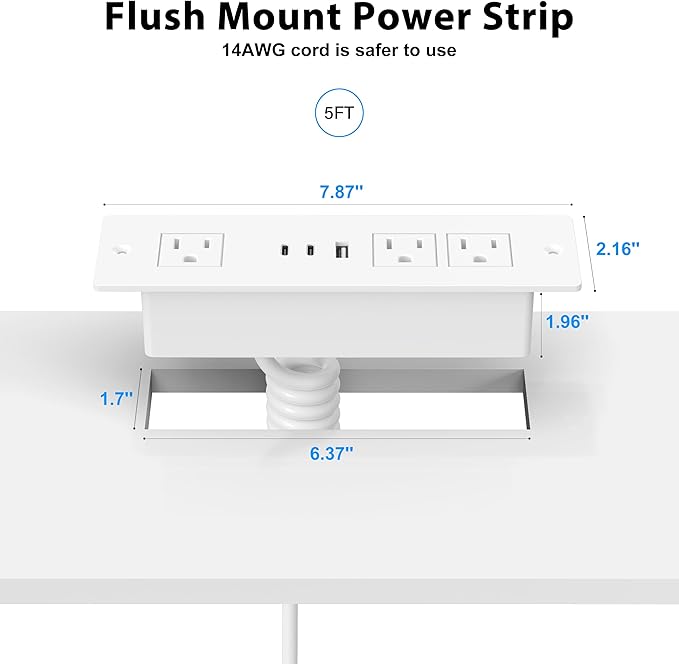 Furniture Drawer Outlet, Recessed Power Strip