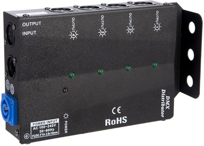 MFL. 4-Way Isolated DMX Splitter Amplifier Distributor