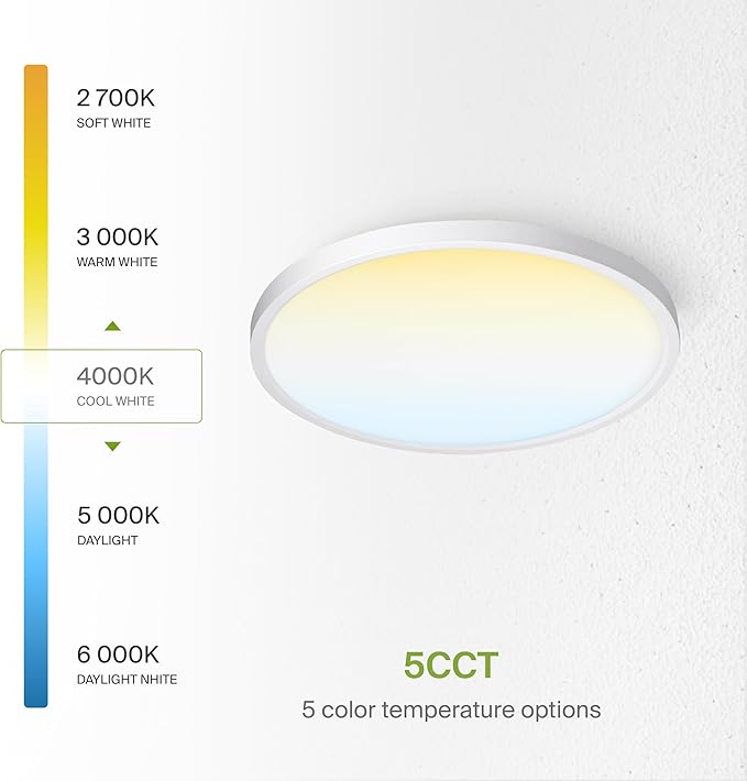 ASD LED 12" Round Flush Mount Ceiling Light Fixture, Low Profile Surface (12 Pack)