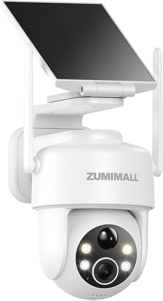 ZUMIMALL 2K Solar Security Cameras Wireless Outdoor | 360° PTZ View Control via