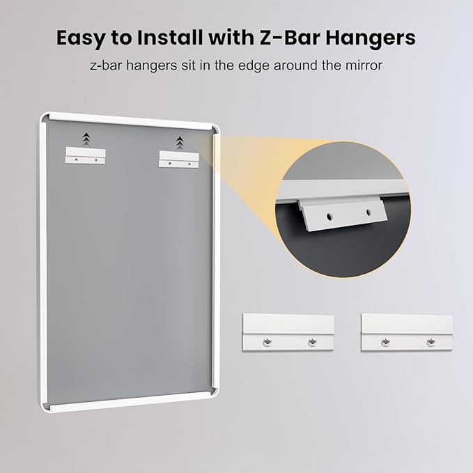 LOAAO 40x30 Inch White Metal Framed Bathroom Mirror