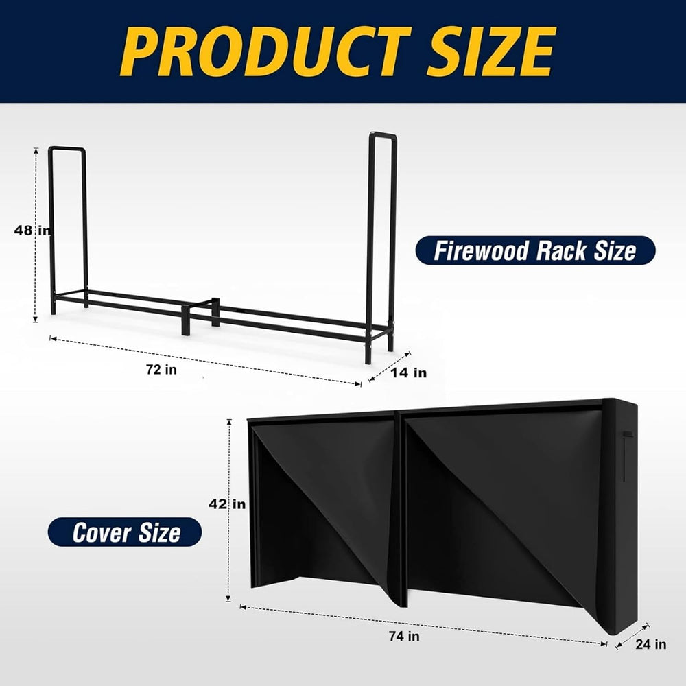 WALMANN 6 ft Firewood Rack with Cover, Heavy Duty Log Rack