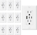 ELEGRP USB Outlets, 15 Amp Wall Outlet (10 Pack)