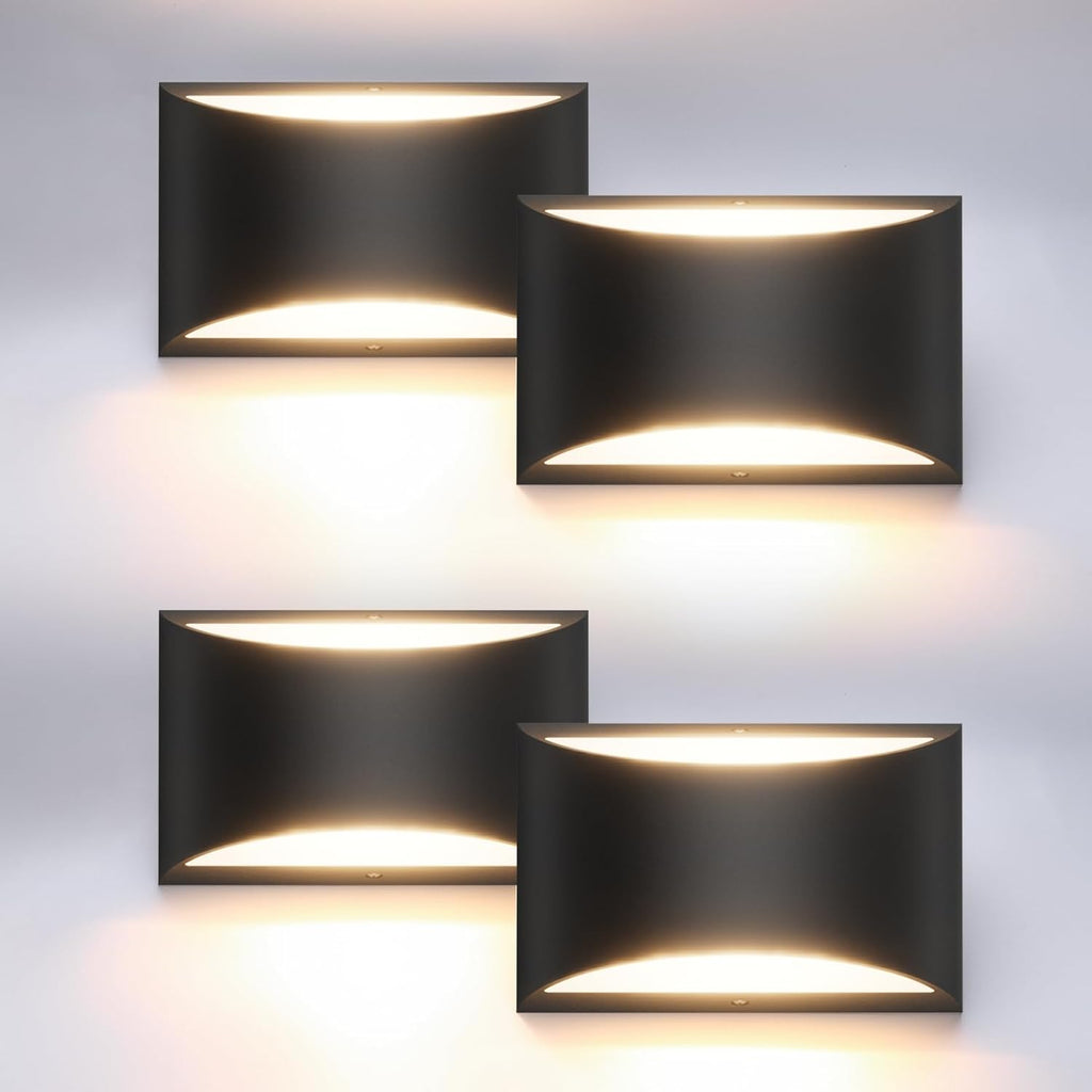 Aipsun 4 Pack Black Modern LED Wall Sconce Hardwired Indoor Wall Lights Up and