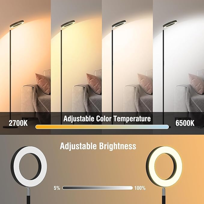 42W Dual-Sided Floor Lamp, RGB Color Changing LED Standing Lamp