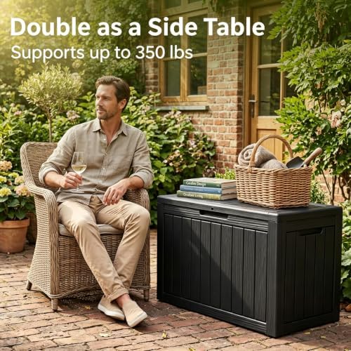 55 Gal Outdoor Storage Box Waterproof Lockable Deck Box
