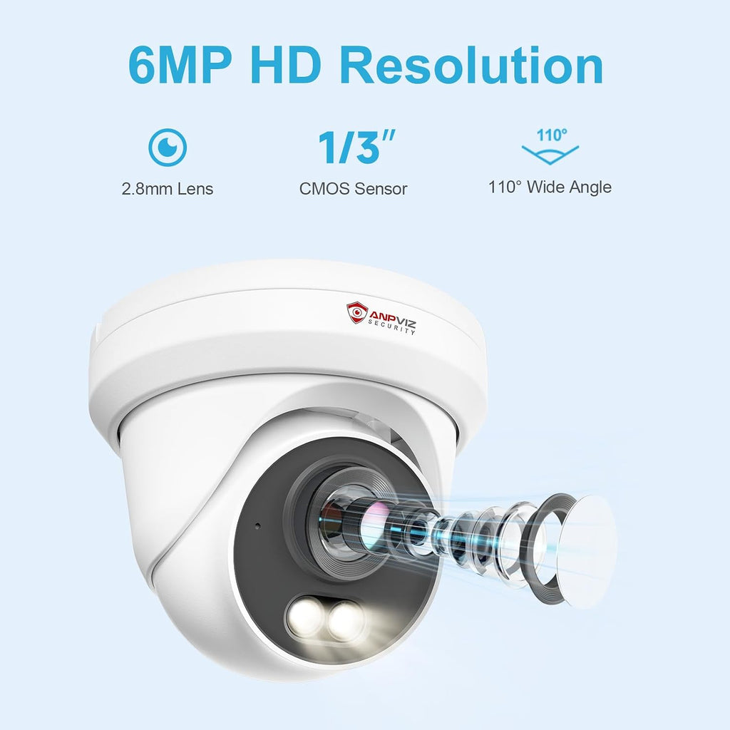 anpviz 6mp poe ip camera, 3k full metal, side view