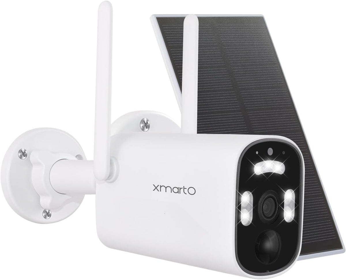xmartO 100% Wire-Free Solar PTZ Home Security Camera System Wireless, 4-Set 2K