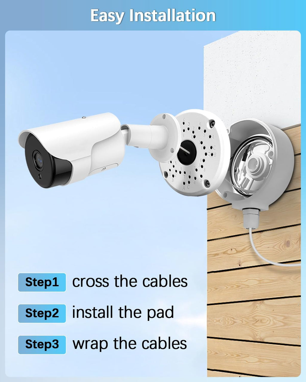 metal universal bullet security camera junction box, close-up detail