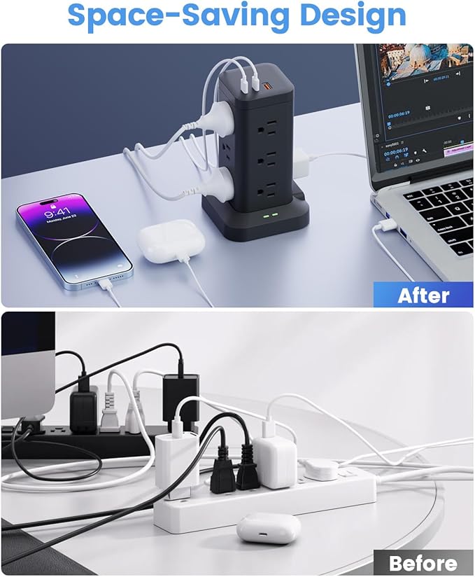 Tagzilo 15-in-1 Power Strip Tower