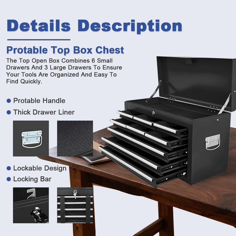 13-drawer rolling tool chest, 2 in 1 detachable, side view