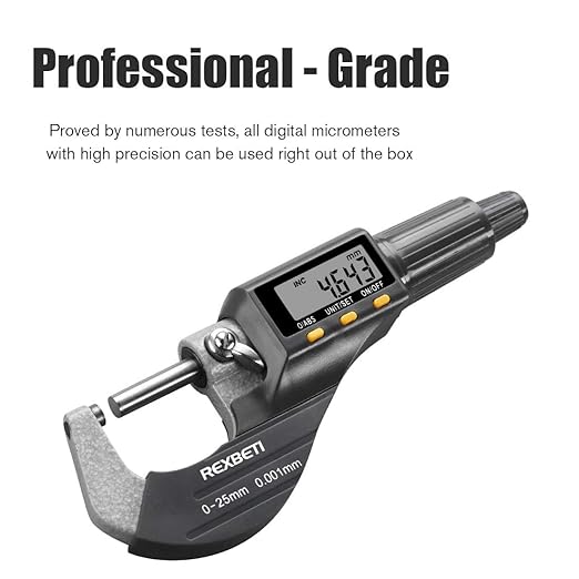 REXBETI Digital Micrometer, Professional Inch/Metric Measuring Tools