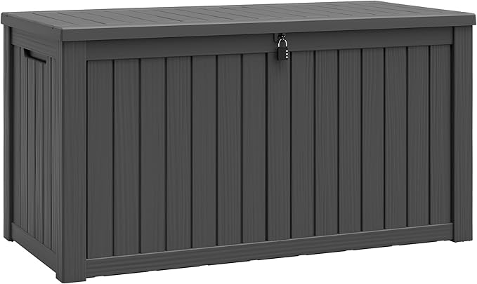 NUNU LAB 151 Gallon Outdoor Storage Box, Resin Large Sturdy Deck Box, Backyard
