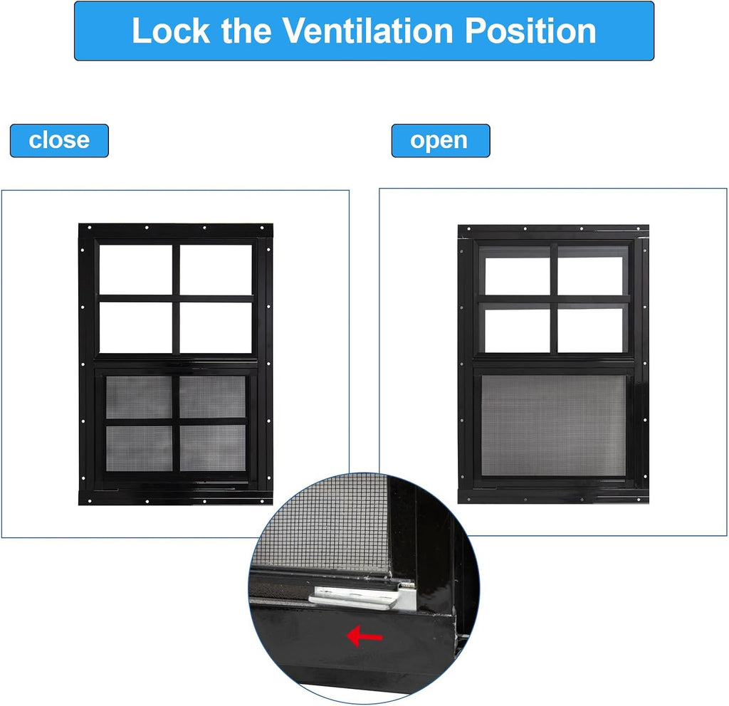 neatiease upgraded shed windows 2 pack, 24" x, side view