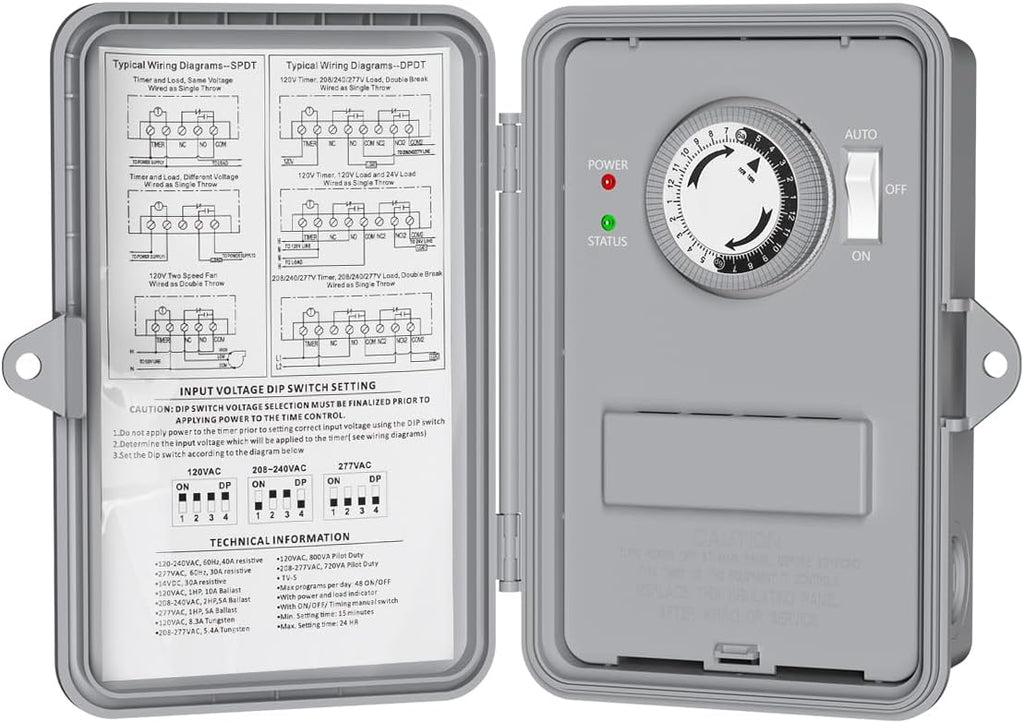 BN-LINK Pool Pump Timer, Outdoor Mechanical Timer Box, Heavy Duty 24 Hour