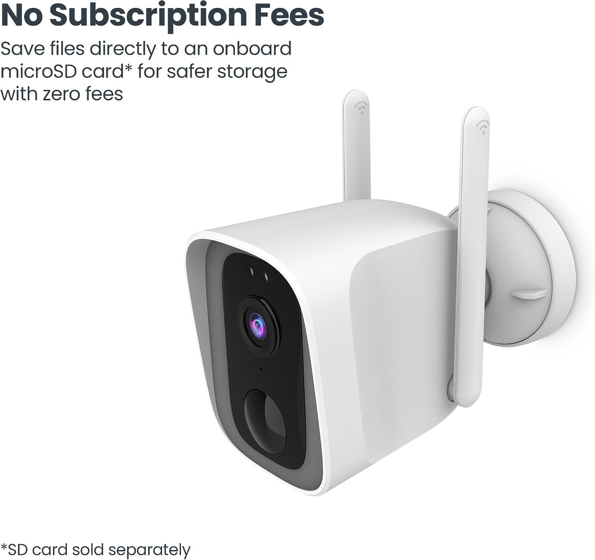 feit electric smart outdoor wireless security camera, 2k, front angle view