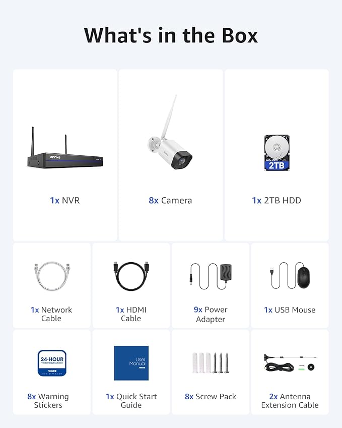 ANNKE Wireless Camera System, 16CH Expandable 4K Security NVR, 2-Way Audio