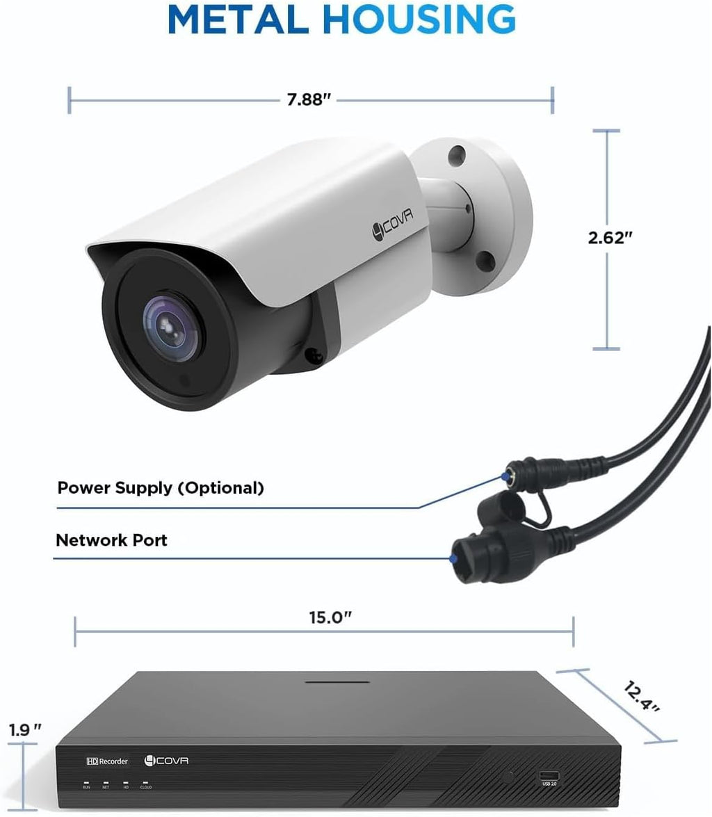 4covr 16 channel security camera system poe with, front angle view