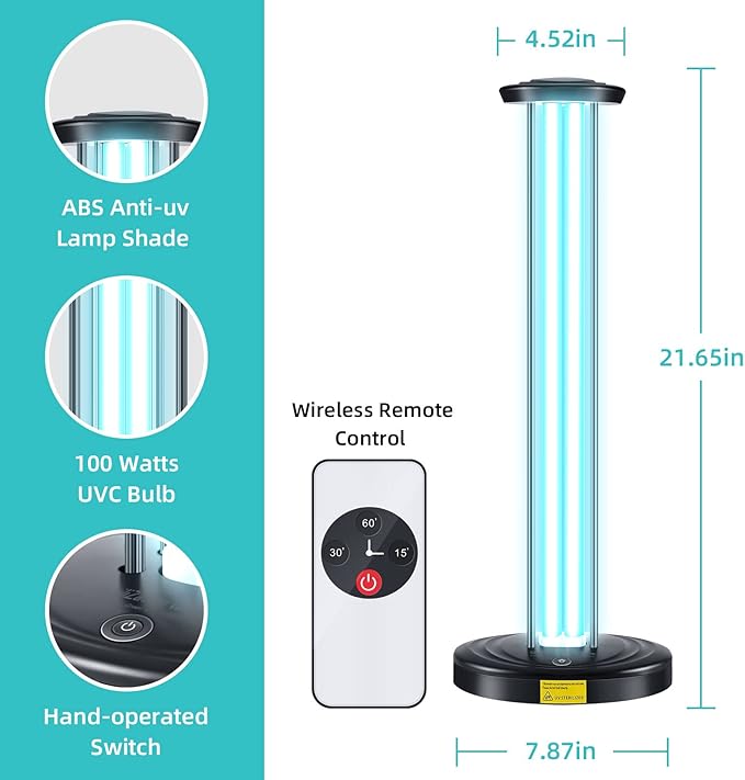 JTAPURE 100W UV Light, Ultraviolet Lamp Purifier