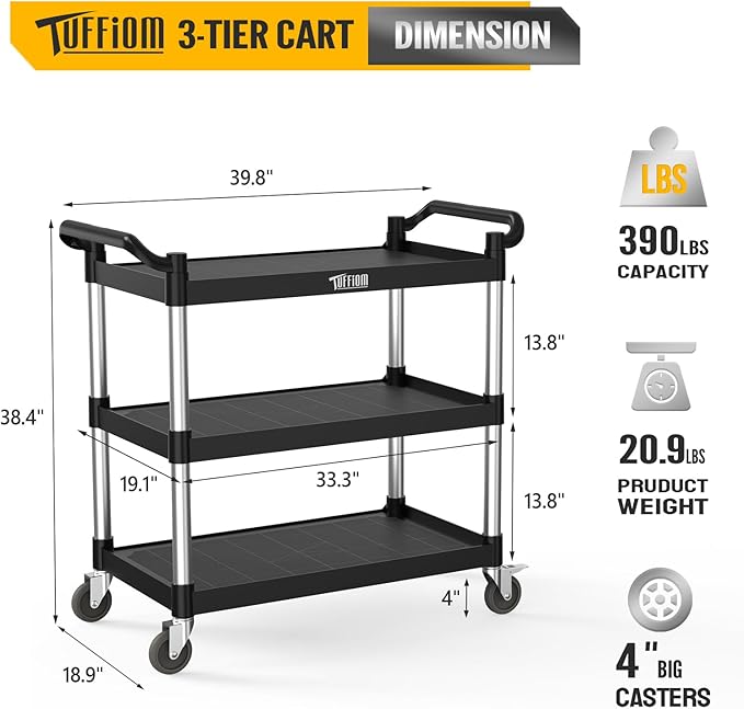 TUFFIOM Plastic Service Utility Cart