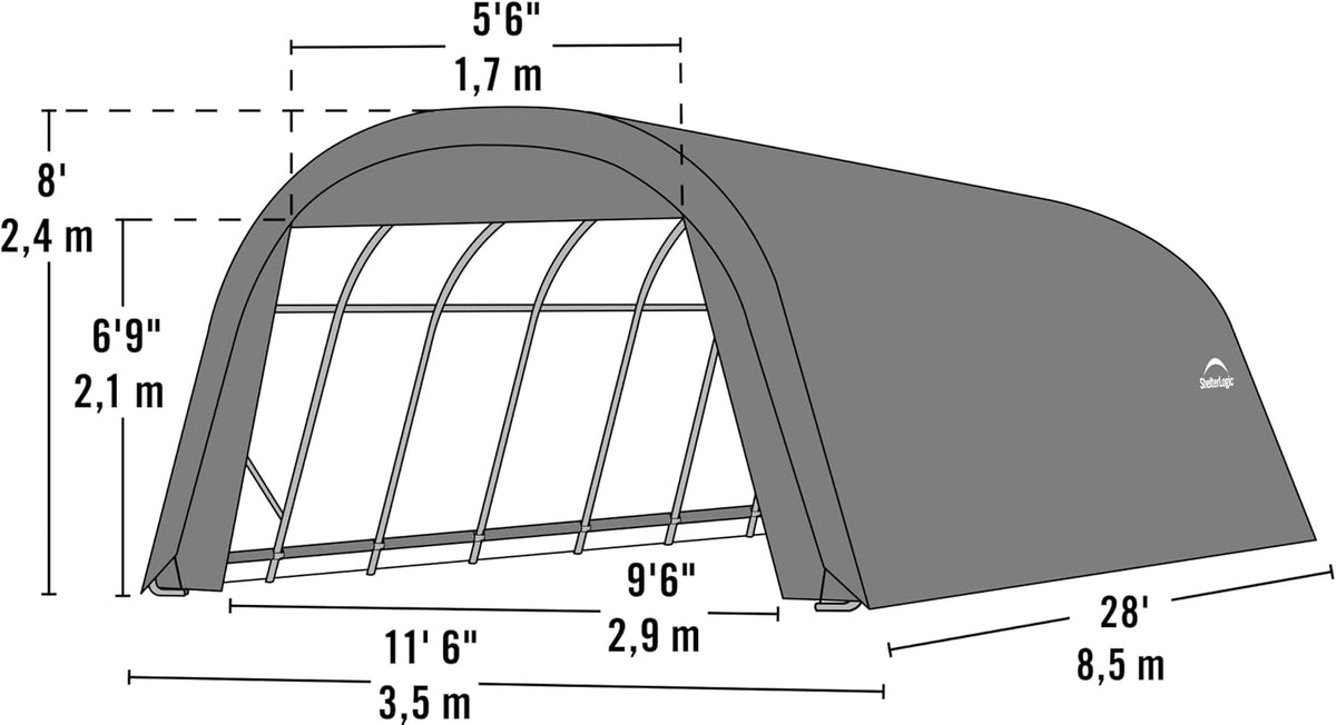 shelterlogic sheltercoat 12 x 28 x 8 ft shown in use